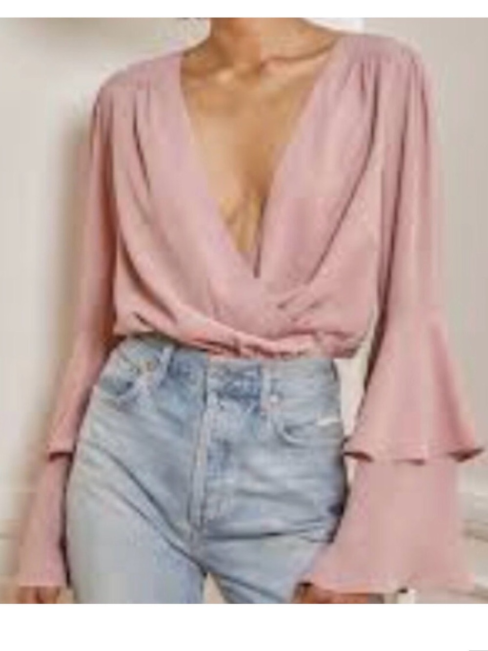 Lulu’s Women's Blush Pink Deep V Wrap Top